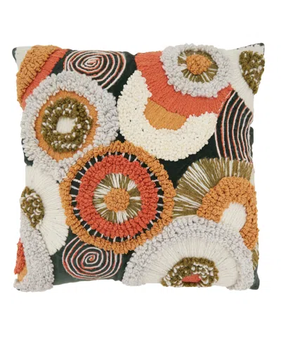 Saro Lifestyle Velvet Boho Circles Poly Filled Decorative Pillow, 20" X 20" In Multi