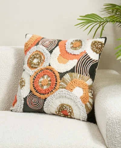 Saro Lifestyle Velvet Boho Circles Poly Filled Decorative Pillow, 20" X 20" In Multi