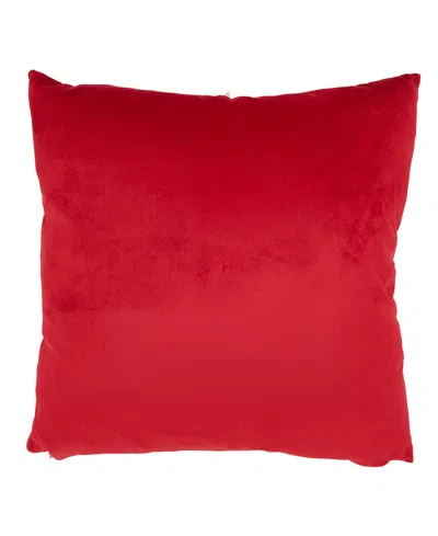 Saro Lifestyle Velvet Poinsettia Poly Filled Decorative Pillow, 16" X 16" In Red