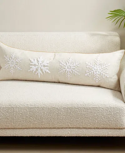 Saro Lifestyle Embroidered Snowflake Poly Filled Decorative Pillow, 13" X 40" In Nude