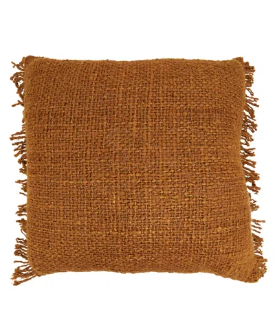 Saro Lifestyle Fringe Down Filled Decorative Pillow, 20" X 20" In Brown