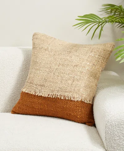 Saro Lifestyle Two-tone Fringe Down Filled Decorative Pillow, 20" X 20" In Multi
