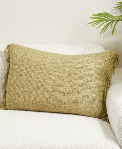 Saro Lifestyle Fringe Down Filled Decorative Pillow, 16" X 24" In Green