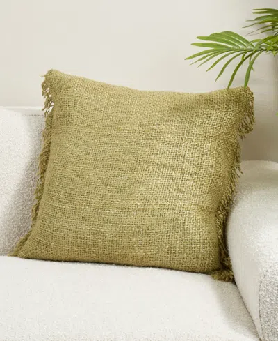 Saro Lifestyle Fringe Down Filled Decorative Pillow, 20" X 20" In Green
