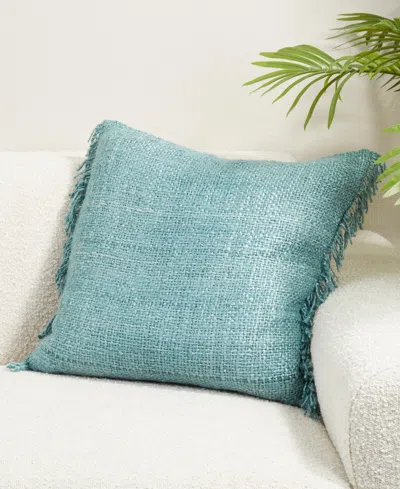 Saro Lifestyle Fringe Down Filled Decorative Pillow, 20" X 20" In Blue
