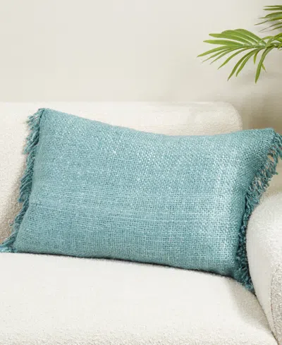Saro Lifestyle Fringe Down Filled Decorative Pillow, 16" X 24" In Green