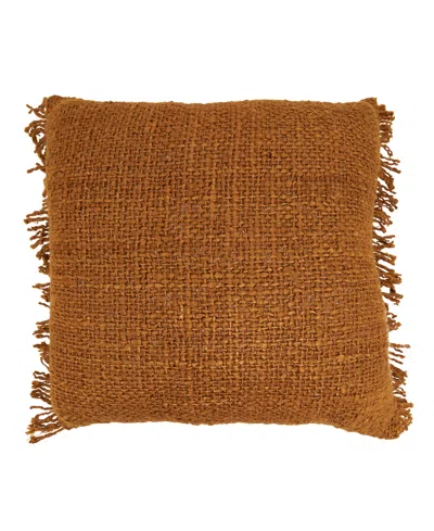 Saro Lifestyle Fringe Down Filled Decorative Pillow, 20" X 20" In Brown