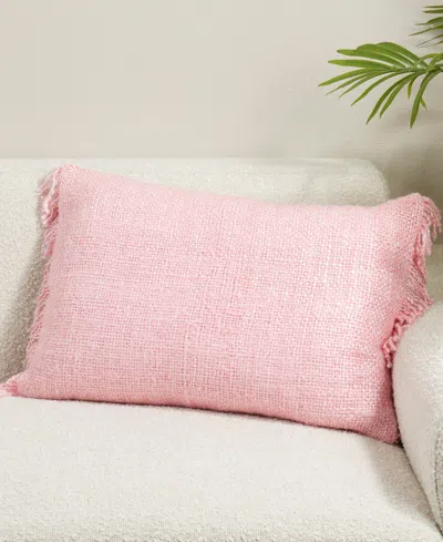 Saro Lifestyle Fringe Down Filled Decorative Pillow, 16" X 24" In Pink