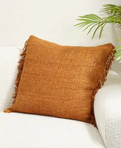 Saro Lifestyle Fringe Down Filled Decorative Pillow, 20" X 20" In Brown