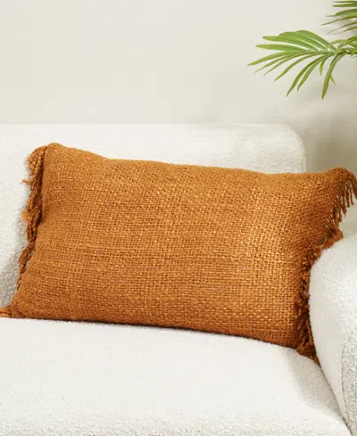 Saro Lifestyle Fringe Down Filled Decorative Pillow, 16" X 24" In Brown
