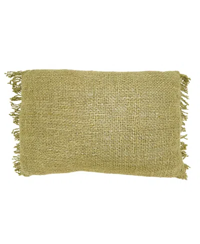Saro Lifestyle Fringe Down Filled Decorative Pillow, 16" X 24" In Green