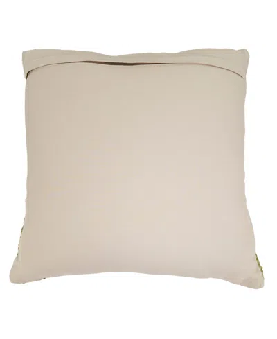 Saro Lifestyle Two-tone Fringe Down Filled Decorative Pillow, 20" X 20" In Green