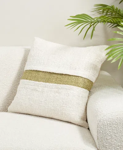 Saro Lifestyle Banded Down Filled Decorative Pillow, 20" X 20" In Green