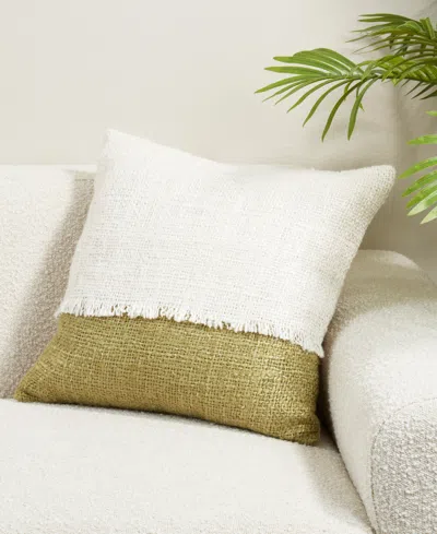 Saro Lifestyle Two-tone Fringe Down Filled Decorative Pillow, 20" X 20" In Green