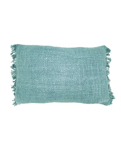 Saro Lifestyle Fringe Down Filled Decorative Pillow, 16" X 24" In Blue