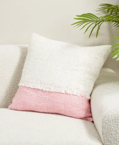 Saro Lifestyle Two-tone Fringe Down Filled Decorative Pillow, 20" X 20" In Multi