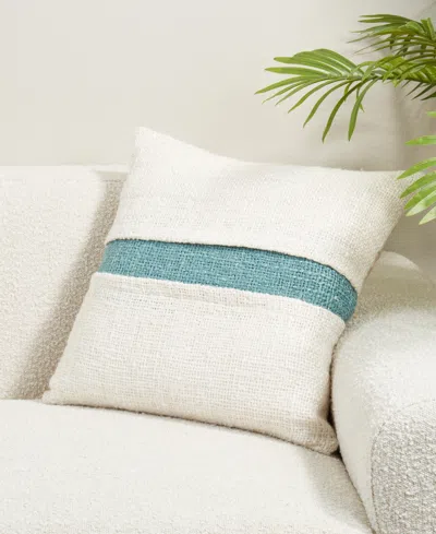 Saro Lifestyle Banded Down Filled Decorative Pillow, 20" X 20" In White