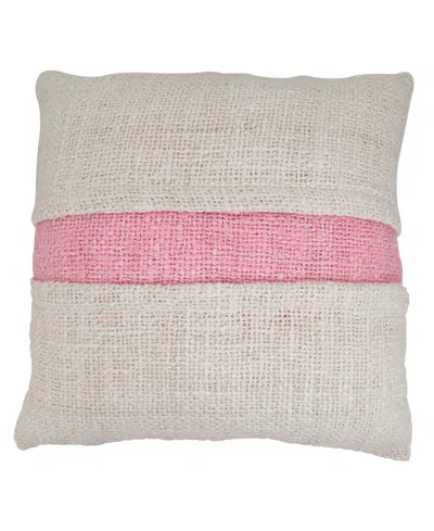 Saro Lifestyle Banded Down Filled Decorative Pillow, 20" X 20" In Pink