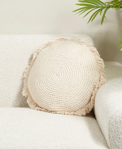 Saro Lifestyle Fringe Poly Filled Decorative Pillow, 18" Round In Pink