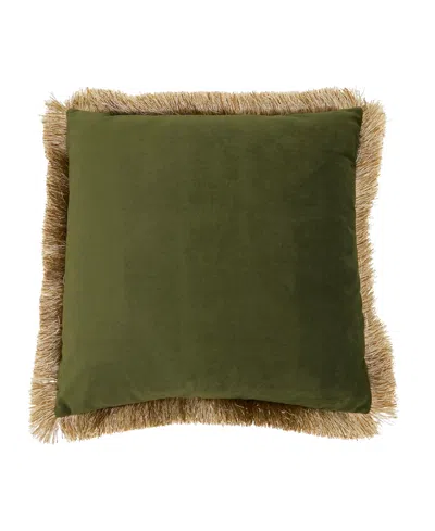 Saro Lifestyle Velvet Fringe Down Filled Decorative Pillow, 18" X 18" In Green