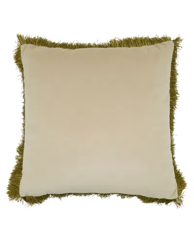 Saro Lifestyle Velvet Fringe Poly Filled Decorative Pillow, 18" X 18" In White