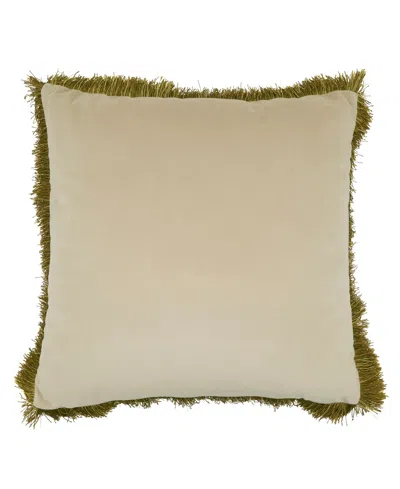 Saro Lifestyle Velvet Fringe Poly Filled Decorative Pillow, 18" X 18" In White