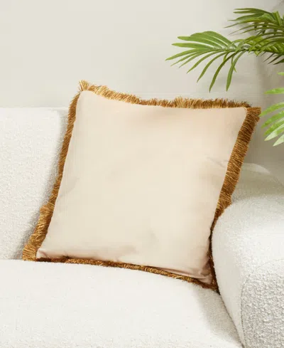 Saro Lifestyle Velvet Fringe Poly Filled Decorative Pillow, 18" X 18" In White