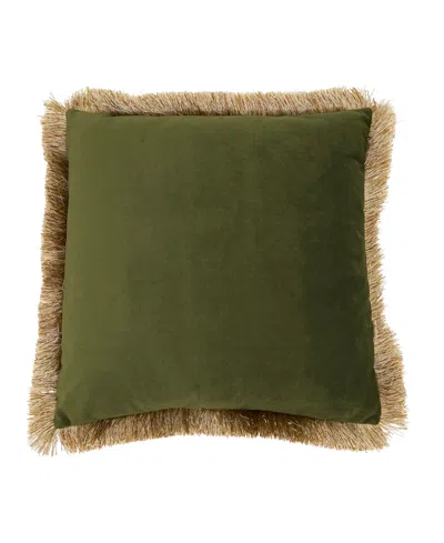 Saro Lifestyle Velvet Fringe Down Filled Decorative Pillow, 18" X 18" In Green