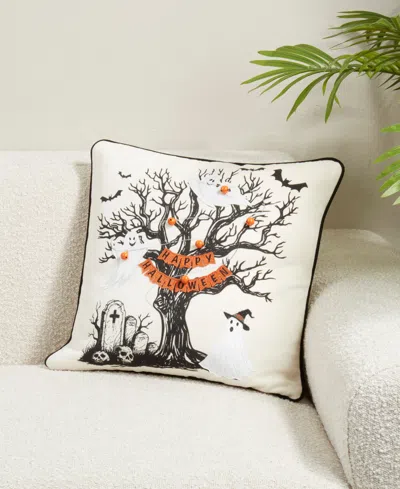 Saro Lifestyle Happy Halloween Tree Down Filled Decorative Pillow, 18" X 18" In Multi