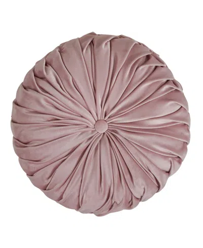 Saro Lifestyle Round Velvet Pintucked Poly Filled Decorative Pillow, Set Of 2 In Pink