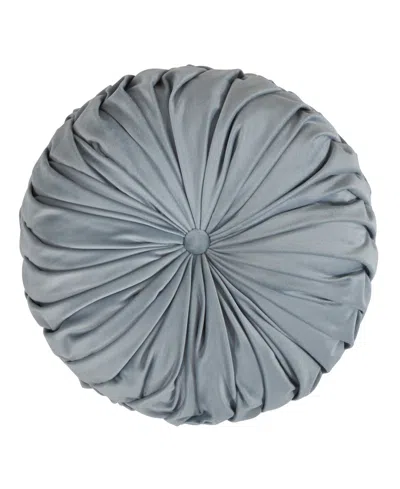 Saro Lifestyle Round Velvet Pintucked Poly Filled Decorative Pillow, Set Of 2 In Gray