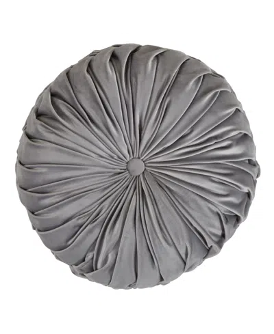 Saro Lifestyle Round Velvet Pintucked Poly Filled Decorative Pillow, Set Of 2 In Gray