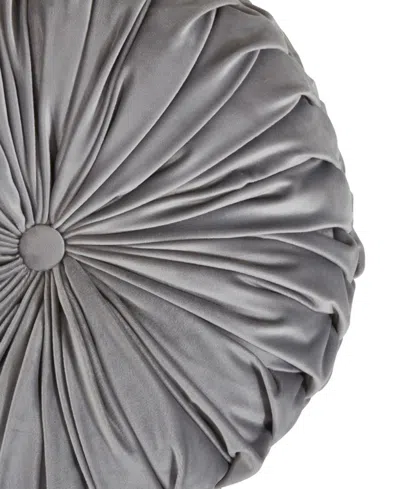 Saro Lifestyle Round Velvet Pintucked Poly Filled Decorative Pillow, Set Of 2 In Gray