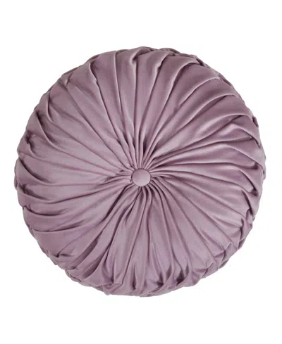 Saro Lifestyle Round Velvet Pintucked Poly Filled Decorative Pillow, Set Of 2 In Purple