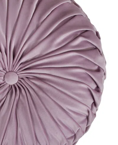 Saro Lifestyle Round Velvet Pintucked Poly Filled Decorative Pillow, Set Of 2 In Purple