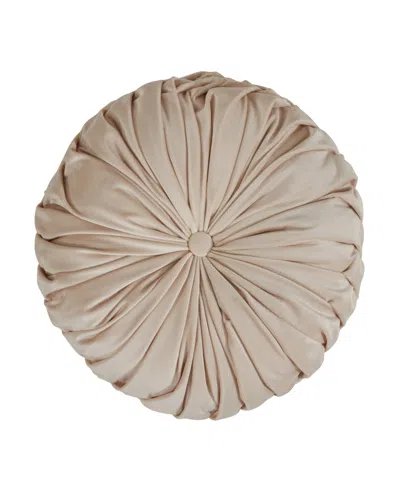 Saro Lifestyle Round Velvet Pintucked Poly Filled Decorative Pillow, Set Of 2 In Pink