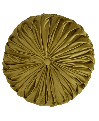 Saro Lifestyle Round Velvet Pintucked Poly Filled Decorative Pillow, Set Of 2 In Green