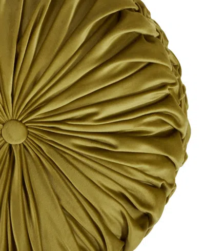 Saro Lifestyle Round Velvet Pintucked Poly Filled Decorative Pillow, Set Of 2 In Green