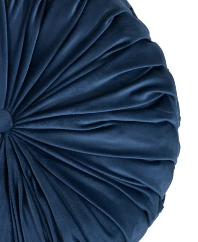 Saro Lifestyle Round Velvet Pintucked Poly Filled Decorative Pillow, Set Of 2 In Blue