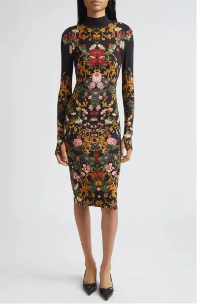 Alice And Olivia Delora Midi Dress In Evermine In Multi