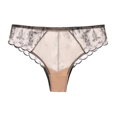 Amour D'agnette Women's Kim Embroidery Cheeky On Jelly Fabric / Neutrals In Brown