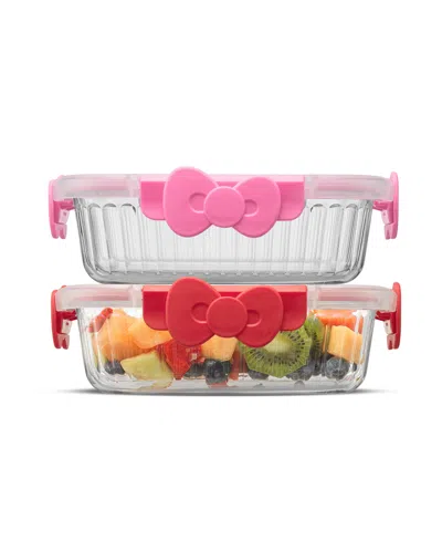 Joyjolt Hello Kitty Fluted Food Storage Containers, Set Of 2 In Pink