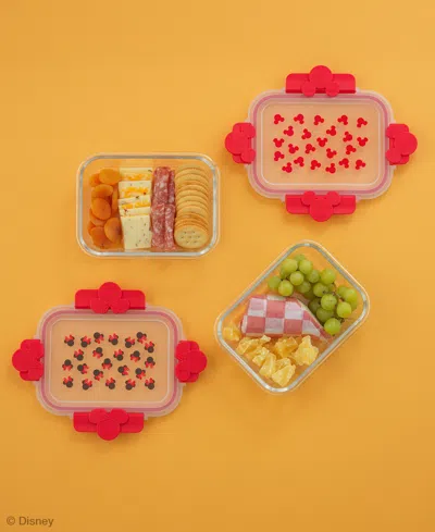 Joyjolt Disney Mickey Minnie Food Storage Containers, Set Of 2 In Red