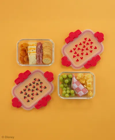 Joyjolt Disney Mickey Minnie Food Storage Containers, Set Of 2 In Red