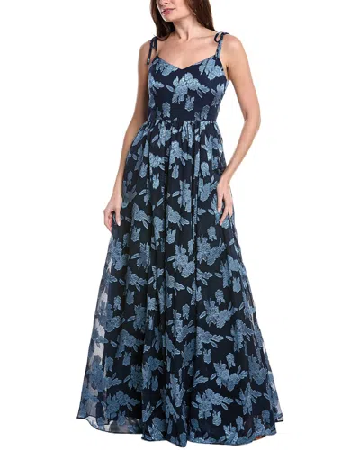 Rene Ruiz Sweetheart Tie Straps Oversized Floral A-line Gown In Black
