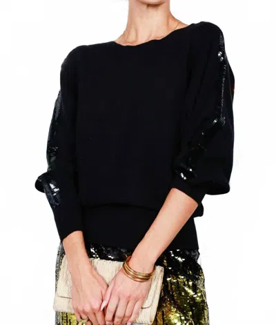 Vine & Love Vivian Sequin Detail Dolman Sweater In Black In Black