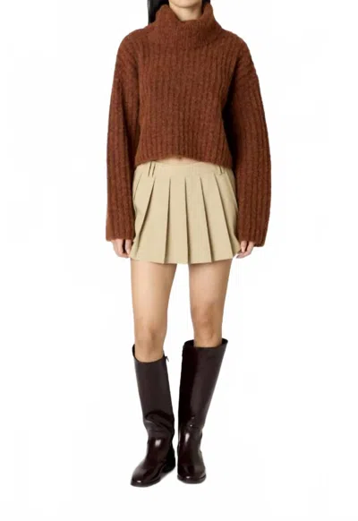 Nia Bruni Long Sleeve Sweater In Rust In Brown