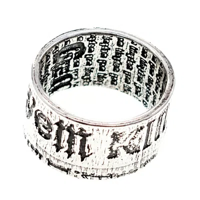Gem Kingdom Men's Silver Textured Band Ring  Engraving In Silver