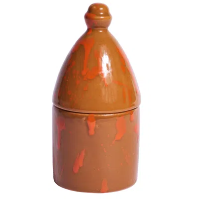 Carola Fra I Trulli Brown Trullo Candle Holder With Oak Wood Scented Soy Wax Candle In Brown