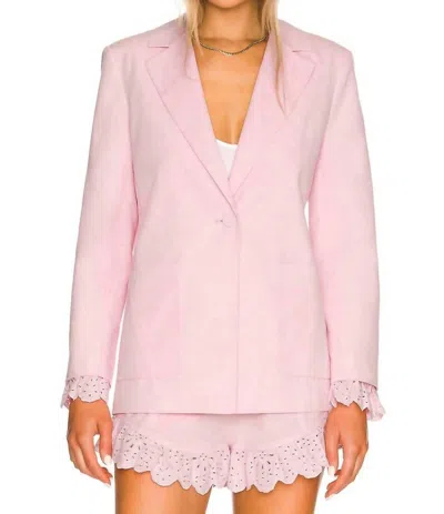 Something Navy Eyelet Cuffs Blazer In Pink In Pink